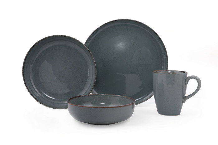 Hermia Vajilla de 16 Piezas en Porcelana Gris